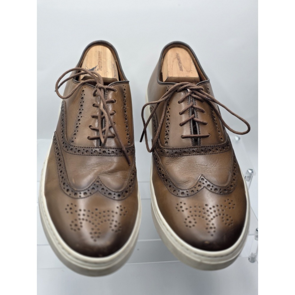 Johnston & Murphy Hollins Wingtip Dress Shoes Men's 11.5M Tan Brush Off Leather - Picture 2 of 5